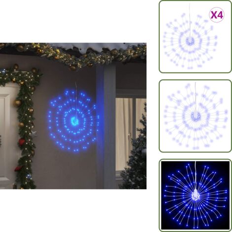 Decoración navideña - vidaXL Luces de Navidad de estrellas 4 uds 140 LED azul 17 cm - Luces de jardín