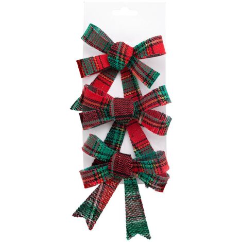 Decoración nudo de tartán 10x12cm x3 - Atmosphera créateur d'intérieur