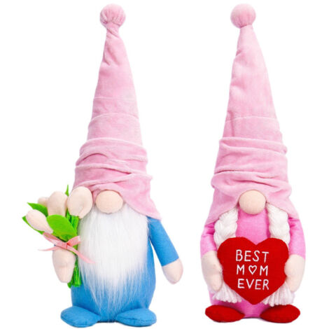 [Decoración] Nuestro par de muñecos de peluche de marca “Sweetheart Tulip” – Lindo gnomo sin rostro – Set de regalo para el Día de la Madre