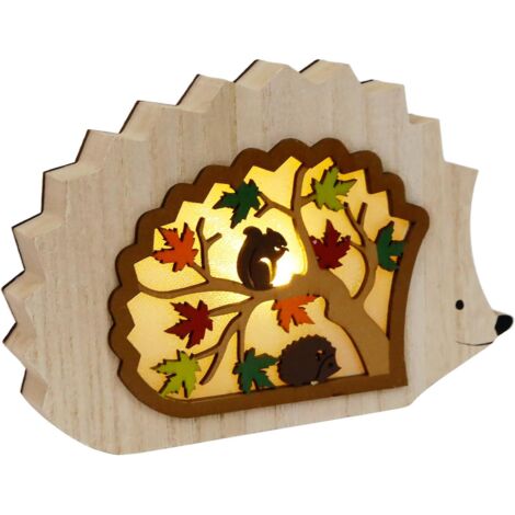 Decoración otoñal con LED de erizo, luz nocturna para ventana de Halloween, decoración para niños, decoración estética otoñal para jardín, ventana, exterior e interior.