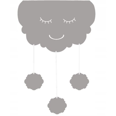 Decoración para habitación infantil, cenefa de cortina con colgantes, CLOUD, gris claro, 60 x 95 cm