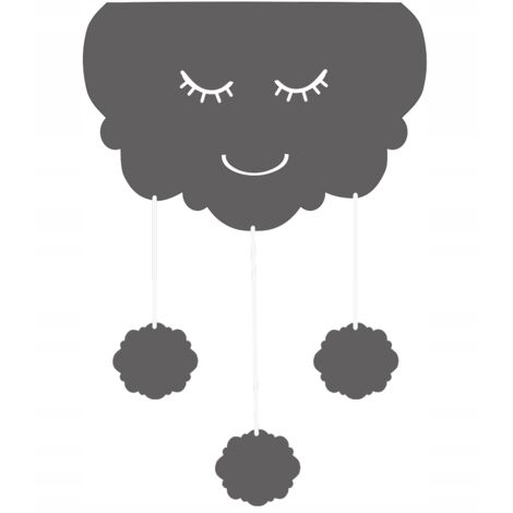 Decoración para habitación infantil, cenefa para cortina con rieles, CLOUD, gris, 60 x 95