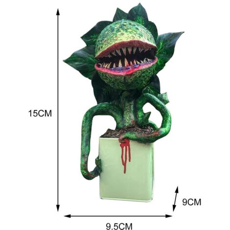 Decoración para plantas – Figura de resina de alta calidad para Halloween – Dimensiones: 15 x 9,5 x 9 cm – Modelo flexible de planta piraña