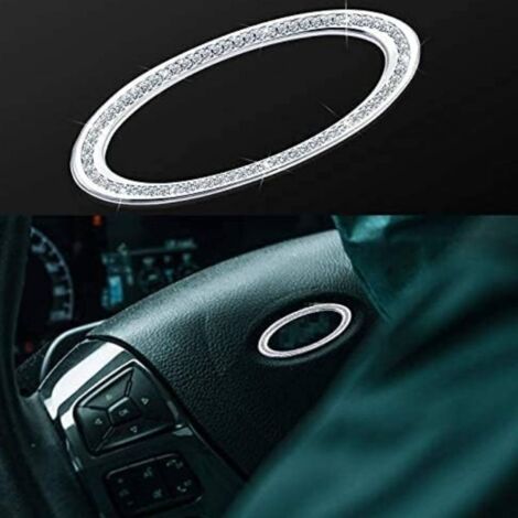Decoración para volante de coche, accesorios para el interior, logotipo para volante, pegatina de diamante, juego de pegatinas de diamantes de imitación para volante (para Ford)