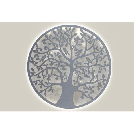 Decoracion Pared Led Metal 99X2X99 Arbol Blanco