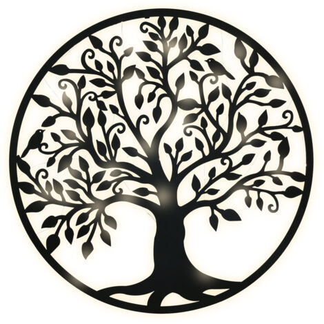 Decoracion Pared Led Metal 99X2X99 Arbol Negro
