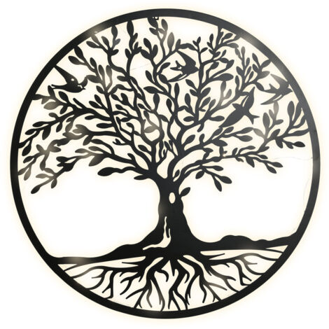Decoracion Pared Led Metal 99X2X99 Arbol Negro