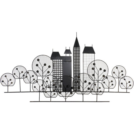 Decoracion Pared Metal 105X6X56 Edificio Dorado DP191571