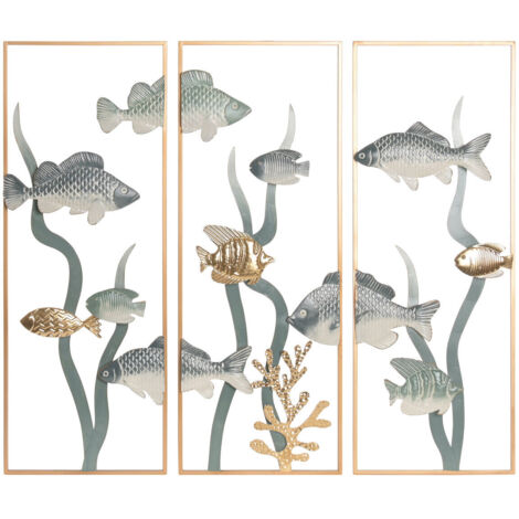 Decoracion Pared Set 3 Metal 90X3,8X80,5 Marino