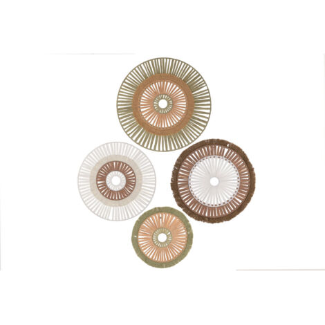 Decoracion Pared Set 4 Rafia Metal 48X2X48 Verde