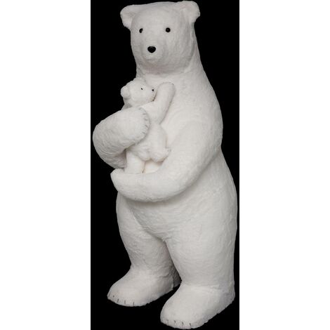 Decoración poliespuma oso + bebé H150cm blanco - Atmosphera créateur d'intérieur
