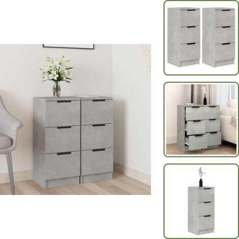 Decoración - vidaXL Aparador 2 uds madera contrachapada gris hormigón 30x30x70 cm - Almacenamiento