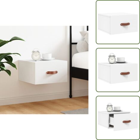 Decoración - vidaXL Mesita de noche de pared blanco 35x35x20 cm - Madera contrachapada