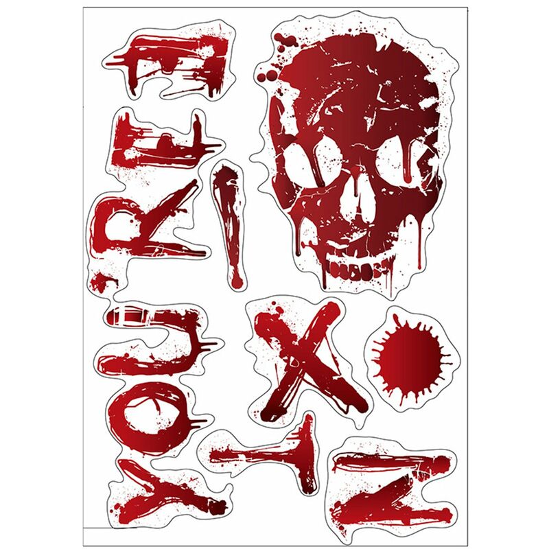 

Happyshopping - Decoraciones de halloween pegatinas de pared con estampado de sangre huellas de sangre accesorios de hacha fantasma pegatinas de