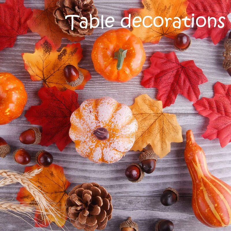 

Decoraciones Otoño Thanksgiving Day, Mini Calabazas Artificiales, Conos Pino, Hojas Otoño, Bellotas para Decoraciones Fiesta Otoño Thanksgiving