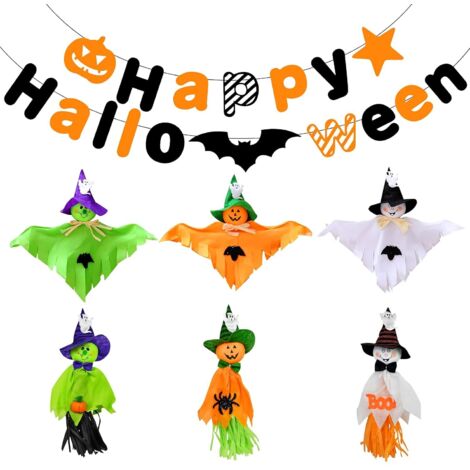 DECORACIONES PARA FIESTA DE HALLOWEEN GUIRNALDA FANTASMAS BRUJAS COLORIDAS COLGANTES FIESTA