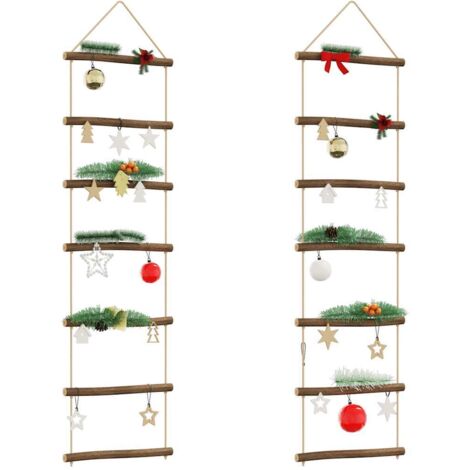 Decoraciones pared en forma escalera 2uds 30x100cm Rama natural vidaXL