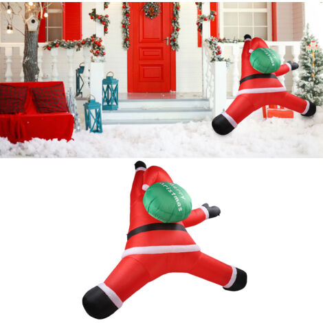 Décorateur de Père Noël Inflatable Avec LED Suspendu Pour Mur/Garden/Window 1.8m Polyester Imperméable EU Plug