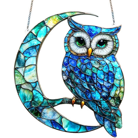 Décoratif Attrape-Lumière Oiseau Fenêtre 20cm Multicolore Colorful Owl Attrape-Lumière Fenêtre Décor