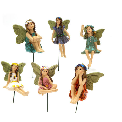 Décoratif de jardin 6 pièces Fées Miniatures Sculpture Statue de Jardin, Ornement extérieur Figurine Décor végétal Résine Accessoires de Bricolage