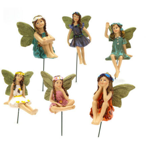 Décoratif de jardin 6 pièces Fées Miniatures Sculpture Statue de Jardin, Ornement extérieur Figurine Décor végétal Résine Accessoires de Bricolage