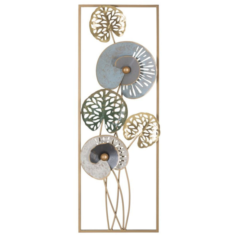 Décoration 3D en Métal Feuille 31, Métal, Multicouleur, 31,2x5,5x90 cm