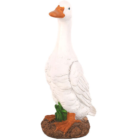 Décoration Animale Simulation Duck Ornament Set en Résine Écologique Blanc - Dimensions 28x9.7x9.9cm, 17x9x14.2cm, 12.5x9.3x25cm, 17.5x9.4x9cm