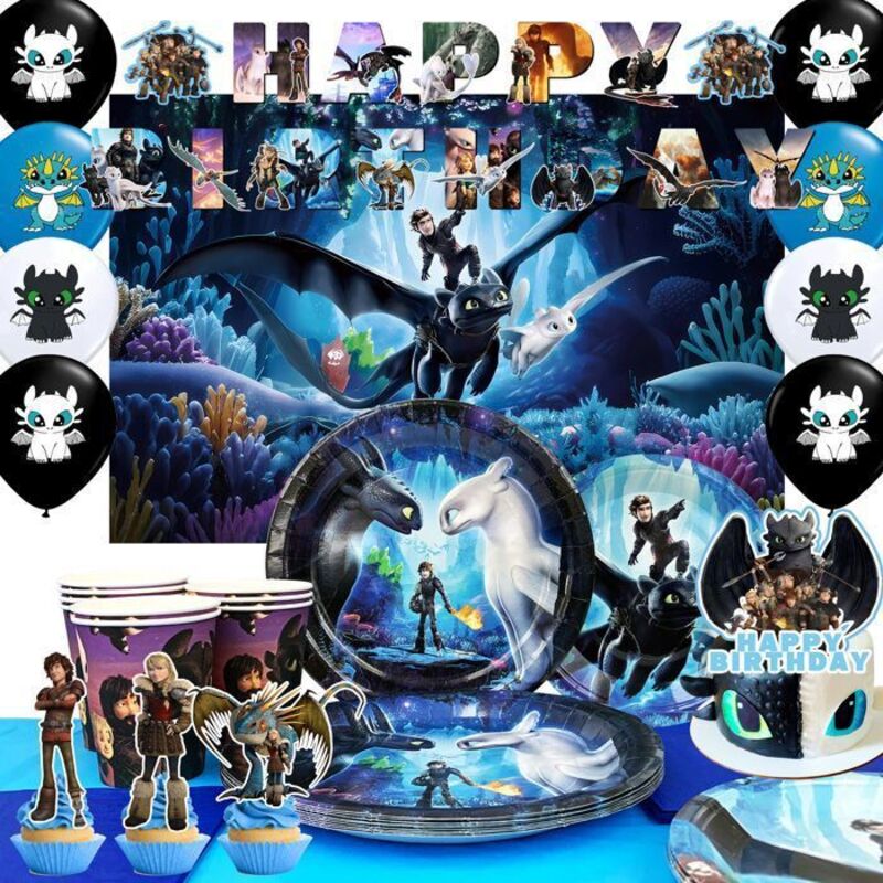 Decoration Anniversaire Comment dresser votre dragon, Deco Anniversaire Vaisselle kit Comment dresser votre dragon Ballons de Féte