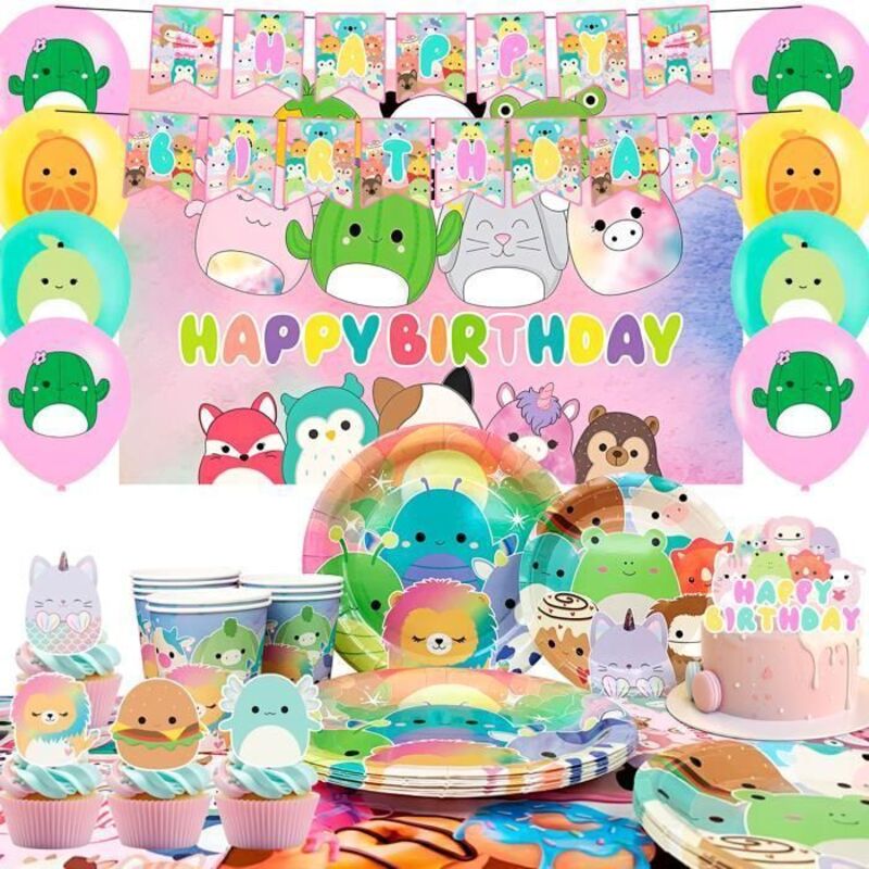Decoration Anniversaire - INBOXXARTY - Kit Deco Squishmallow - Multicolore - Pour Enfants - Contemporain
