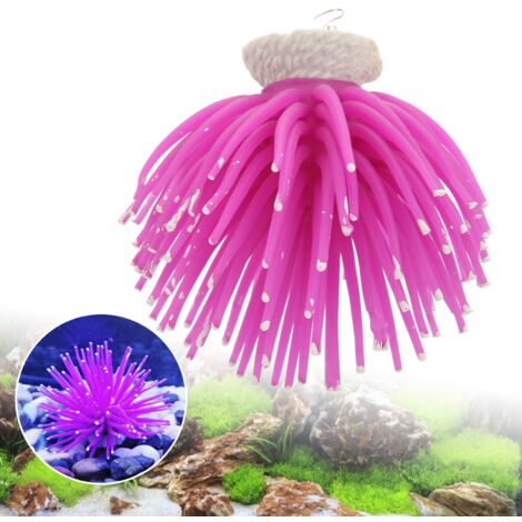 Décoration Aquarium Corail Artificiel Doux Urchin Marin Lumineux Violet NUIT - AUTRES