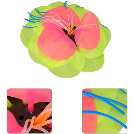 Décoration Aquarium en Silicone Fleur de Lotus Fluorescente Jaune Plantes Aquatiques Artificielles pour Décoration de Piscine-AUTRES