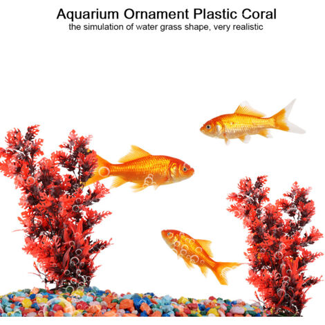 Décoration Aquarium Faux Plantes Aquatiques Grandes Feuilles Rouges et Vertes 40cm pour Aménagement Paysager