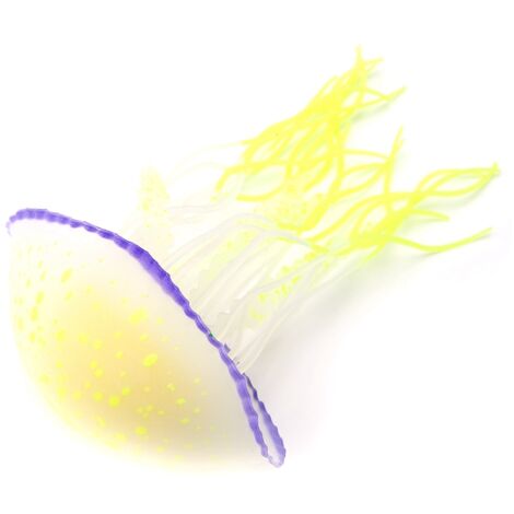 Décoration Aquarium Lumineuse en Forme de Méduse Flottante Couleur Jaune Citron