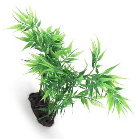 Décoration Aquarium Plante Artificielle Bambou Faux Feuilles Vertes pour Paysage Aquatique Terrarium Reptile Petite Taille-AUTRES