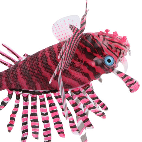 Décoration Aquarium Poisson Lion Artificiel Lumineux pour Paysage Aquatique Rouge et Noir - AUTRES