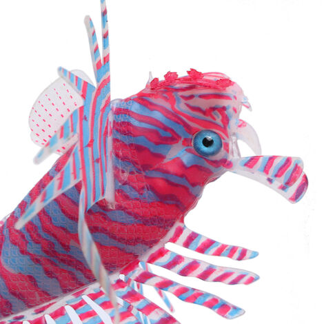 Décoration Aquarium Poisson Lion Lumineux Réaliste pour Paysage Sous-Marin Rouge et Bleu - AUTRES