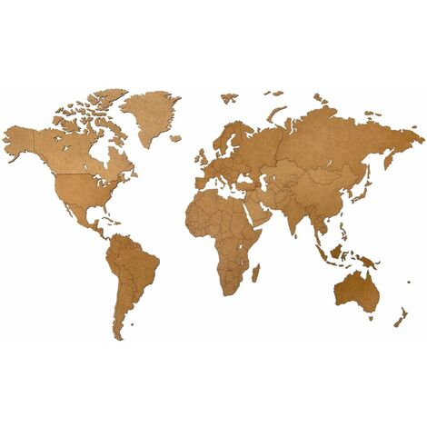 MiMi Innovations Bois Décoration Carte Monde Murale Multicolore Multi-taille