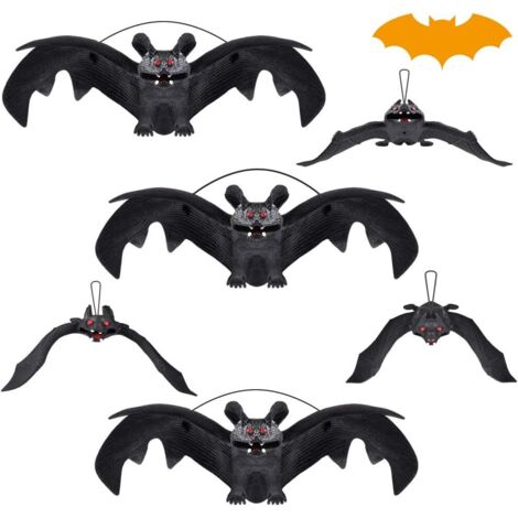 Decoration Chauve Souris Suspendre, 6 Pièces Réaliste Chauve Souris décoration Effrayante pour Anniversaire Enfant, Horreur Deco Halloween Exterieur Interieur pour Maison Jardin Porte Table