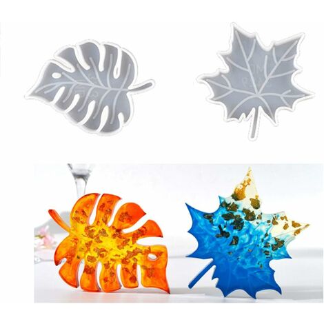 Décoration Coaster Faisant Outils Moule Résine Forme Bricolage Silicone Moules Dessous Verre Réutilisable Feuilles D'érable Artisanat Ensemble Moule Crystal Epoxy Craft pour Maison DIY Coaster