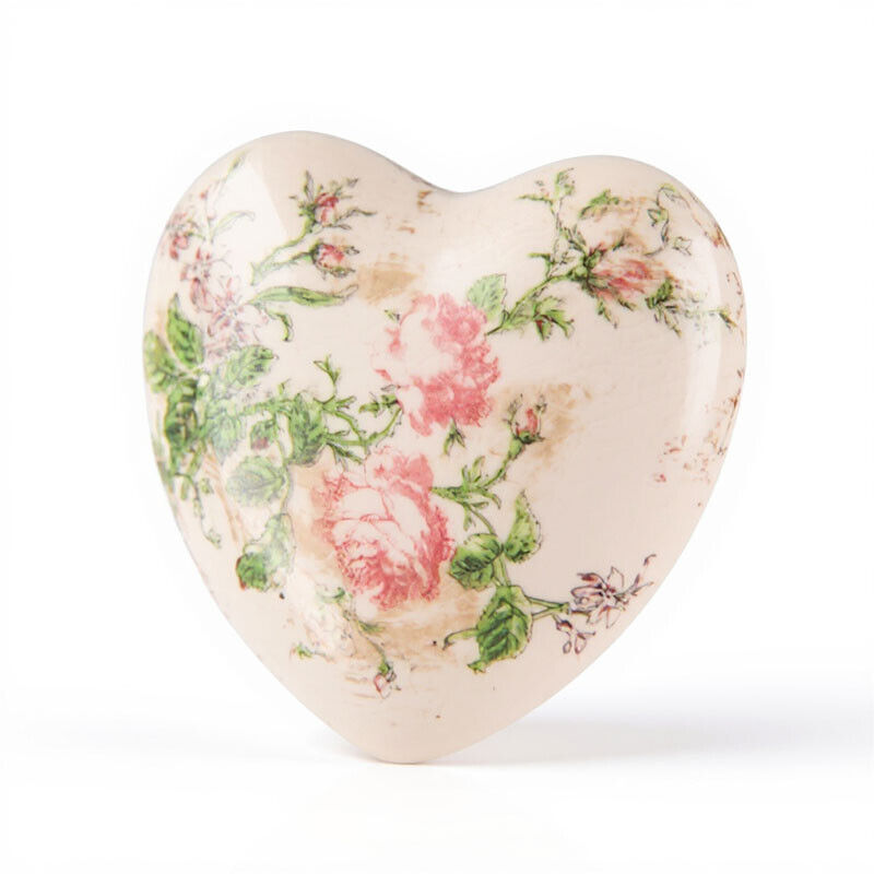 Décoration coeur céramique beige rose 11x11x4cm Décoration coeur céramique beige rose 11x11x4cm