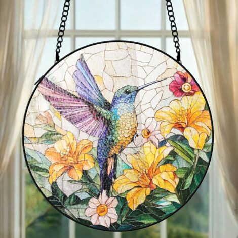 Décoration colibri vitrail attrape-soleil 12,5 cm fenêtre suspension élégante cadeau femme