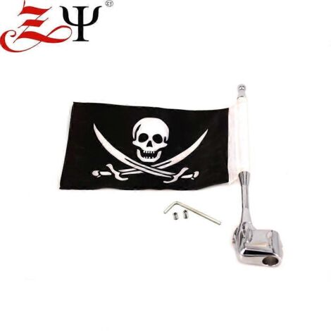 Décoration d'antenne drapeau avec mât pour porte-bagages arrière - Thème pirates (applicable à Honda Golden Wing GL1800)