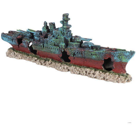Décoration d'Aquarium Épave de Bateau en Ruine pour Paysage Sous-Marin - AUTRES