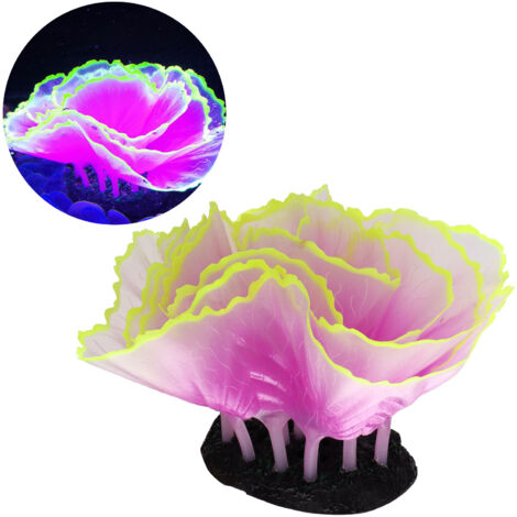 Décoration d'Aquarium Faux Plantes Marines Fluorescentes pour Aquarium Paysage Artificiel Laitue Corail Violet Effet Lumineux - AUTRES