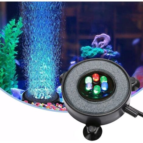 Décoration d'aquarium, ornements décoratifs, éclairage LED en forme de pierre à gaz pour aquarium, étanche IP68, 5 cm, noir