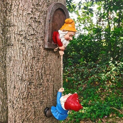 Décoration D'arbre De Jardin Nain Naine Figure Naine Décoration Sculpture En Résine Artéfact D'extérieur Accessoires Cadeau