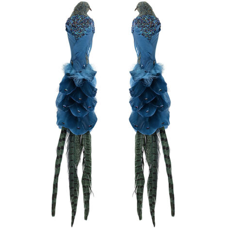 Décoration d'arbre de Noël bleu paon, 2 pièces.