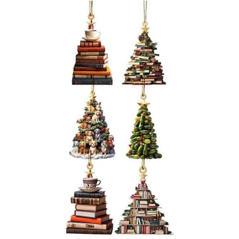 Décoration de bibliothèque suspendue en forme de sapin de Noël ---