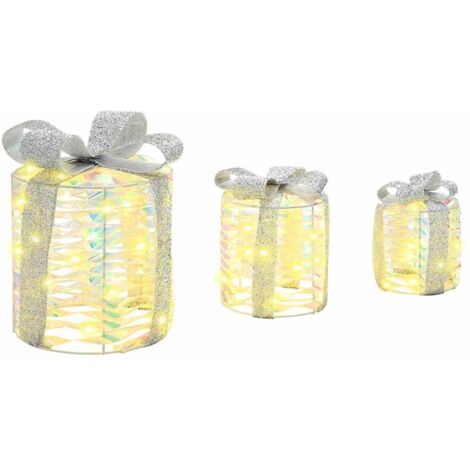 Décoration de boîte cadeau avec 60 LED 3 pcs Blanc chaud PET CFW173359