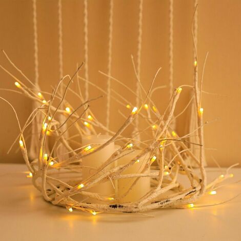 Décoration de branche de bouleau décoration d'intérieur 48 LED bouleau rotin lampe guirlande lumineuse avec 5.9FT 48 LED blanc chaud étanche décoratifs lumières de vigne de raisin pour la décoration d